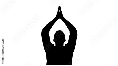 Woman in yoga pose silhouette in calm minimalist style with dramatic backlighting on isolated for wellness advertising Transparent BACKGROUND