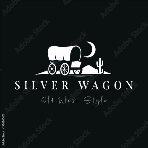 For a silver wagon with an old west style logo, perfect for businesses or events related to the wild west. Classic and versatile design.