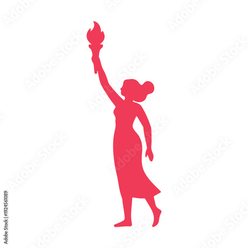 Woman Holding Torch Silhouette