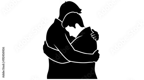 Mother Breastfeeding Baby Silhouette in Tender Intimate Moment with Soft Black and Contrast for Parenting Transparent BACKGROUND
