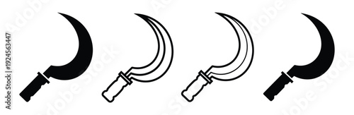 Sickle set icon vector illustration, harvesting agricultural tool designs, isolated on white background