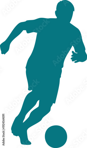 Teal silhouette of a soccer player kicking a ball 1