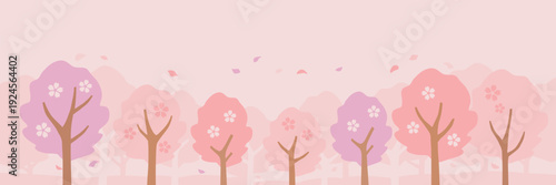 桃色の桜並木のバナー背景