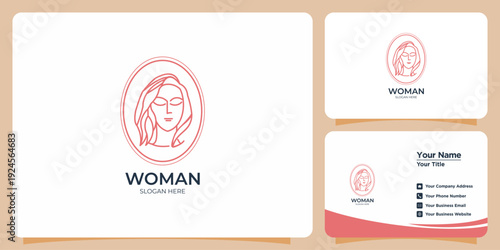Sophisticated minimalist line art logo template featuring a serene woman's face, ideal for modern beauty, wellness, or fashion brands seeking a graceful and elegant identity
