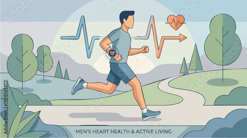 Man running healthy heart active lifestyle cardio exercise.