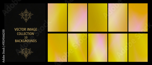 Rich golden yellow gradient backgrounds aligned beside a refined black cover, ideal for premium branding, festive invitations, and glamorous graphic projects.