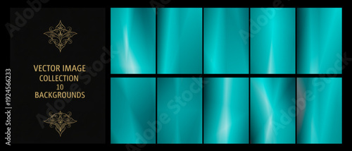 Sleek teal gradient panels arranged beside an ornate black cover, offering a modern, calming look suited for tech branding, corporate visuals, and web design.