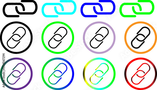 Web link icon set. Web link symbols for web, network, and cyberspace. Webpage URL link symbol. external link, share link symbol icon set