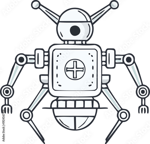 Futuristic Clean Line Bio-Robot Research Icon