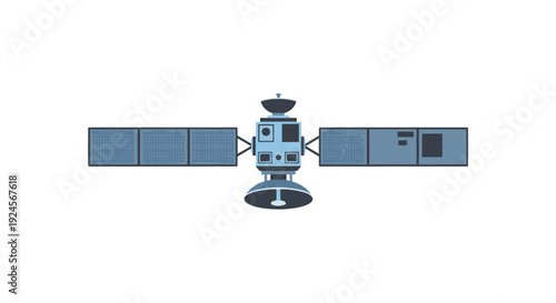 Satellite orbiting the Earth with solar panels and antenna in space
