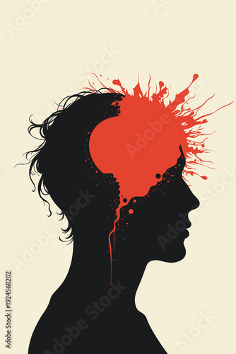 Exploding Brain Silhouette: Child Anxiety Overthinking, Anger Outburst, Trauma Noise Therapy
