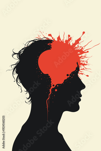 Exploding Brain Silhouette: Child Anxiety Overthinking, Anger Outburst, Trauma Noise Therapy
