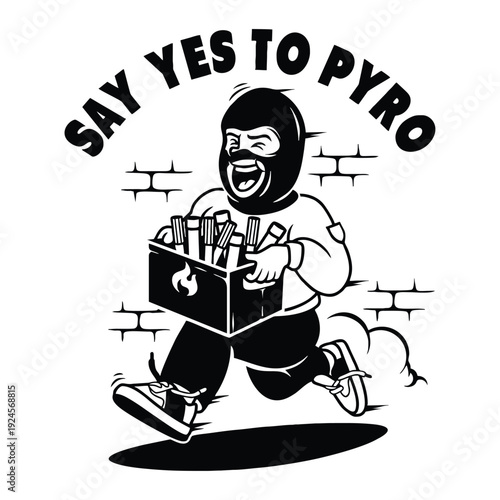 say yes to pyro character ultras football sticker vector design