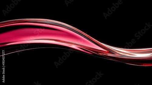 Flowing Red Wave on Black Background Creating Abstract Art