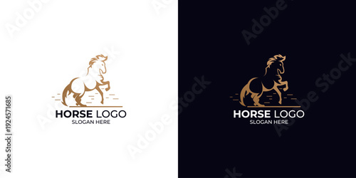 Dynamic and elegant golden horse illustration symbolizing power, freedom, and equestrian spirit for a modern brand identity and corporate representation