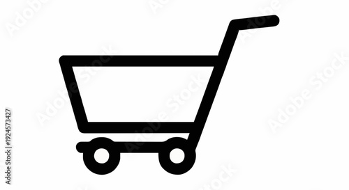 An outline of a shopping cart icon, representing online retail and e-commerce convenience and browsing products