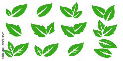 Leaf vector symbol, leaf illustration or leaf emoji in flat style. Spring leaf design, ecological nature theme.