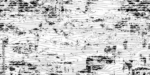 Grunge wood texture, seamless pattern, wood plank, black and white, vector design