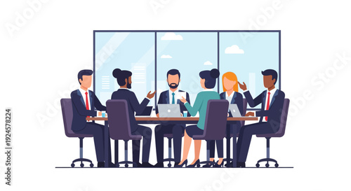 Diverse Business Team Meeting Collaboration in a Modern Office Conference Room