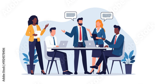 Diverse Business Team Collaboration: Meeting, Discussion, and Strategy in Modern Office