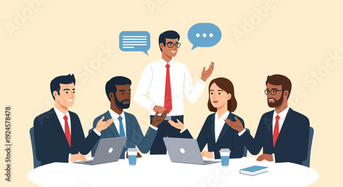 Diverse Business Team Meeting: Professionals Collaborating and Communicating Ideas