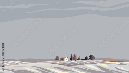 Muted watercolor-style vector landscape with cozy tones. Perfect for home decor prints, branding backgrounds, and warm minimalist aesthetics.