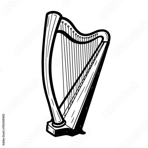 Harp Musical Instrument Illustration.