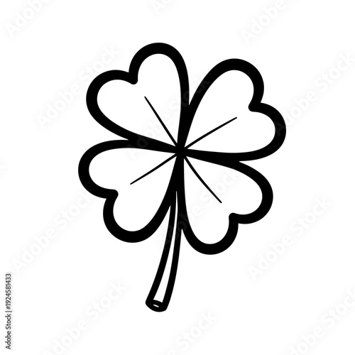 Four Leaf Clover Simple Line Art.