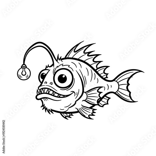 Anglerfish Cartoon Character Illustration.