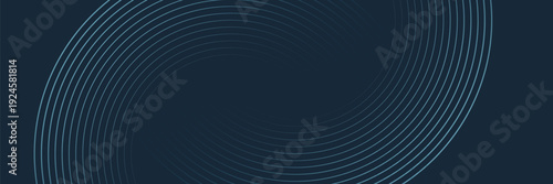 Dark blue abstract background with glowing circle lines. Geometric stripe line art design. Modern shiny blue diagonal rounded lines pattern. suit for bussines,banners,cover,poster