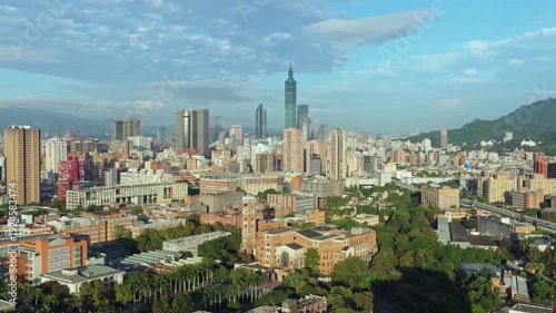 Wallpaper Mural Taipei Finacial District, capital city of Taiwan, with view of Taipei 101 Tower standing amid skyscrapers Torontodigital.ca