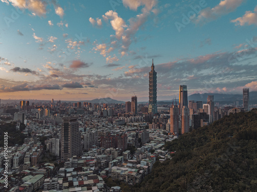 Wallpaper Mural Taipei Finacial District, capital city of Taiwan, with view of Taipei 101 Tower standing amid skyscrapers Torontodigital.ca