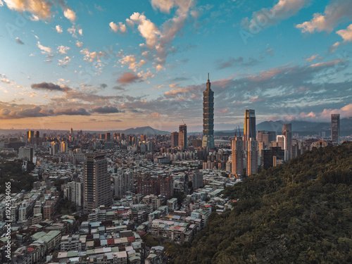 Wallpaper Mural Taipei Finacial District, capital city of Taiwan, with view of Taipei 101 Tower standing amid skyscrapers Torontodigital.ca