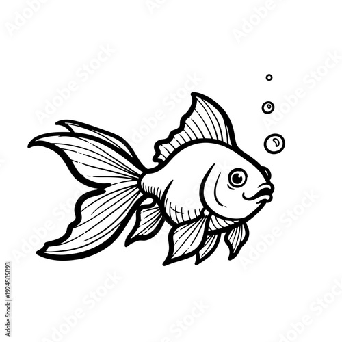 Black and White Goldfish Illustration.