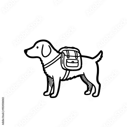 Dog Wearing Service Dog Backpack.