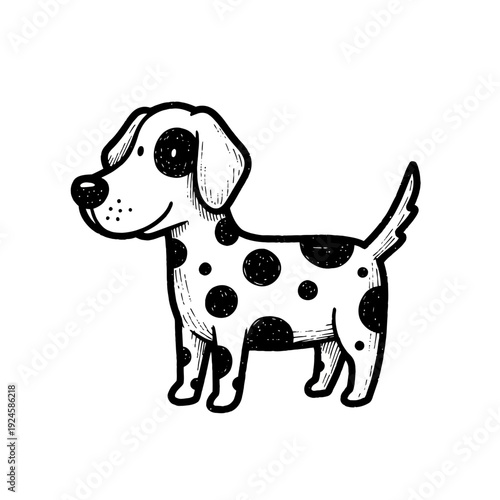 Black and White Dalmatian Dog Illustration.