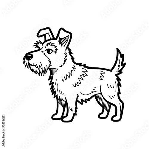 Black and White Dog Illustration.