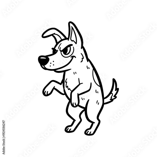 Cartoon Dog Standing on Hind Legs.