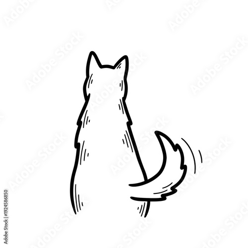 Black and White Fox Illustration.
