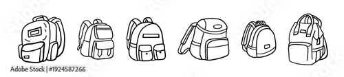 Simple Backpack Outline Set Illustration