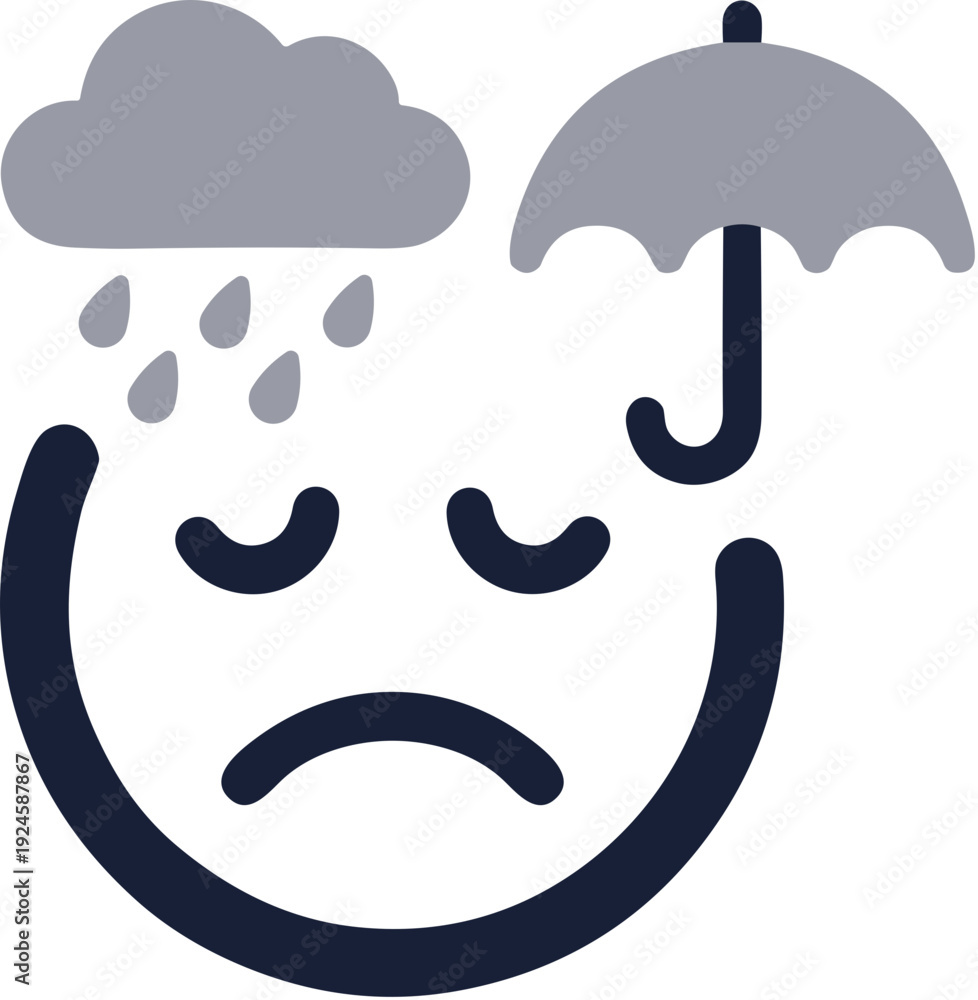Fototapeta premium Flat Style Weather Emotion Face Expression Graphic Element Icon Illustration