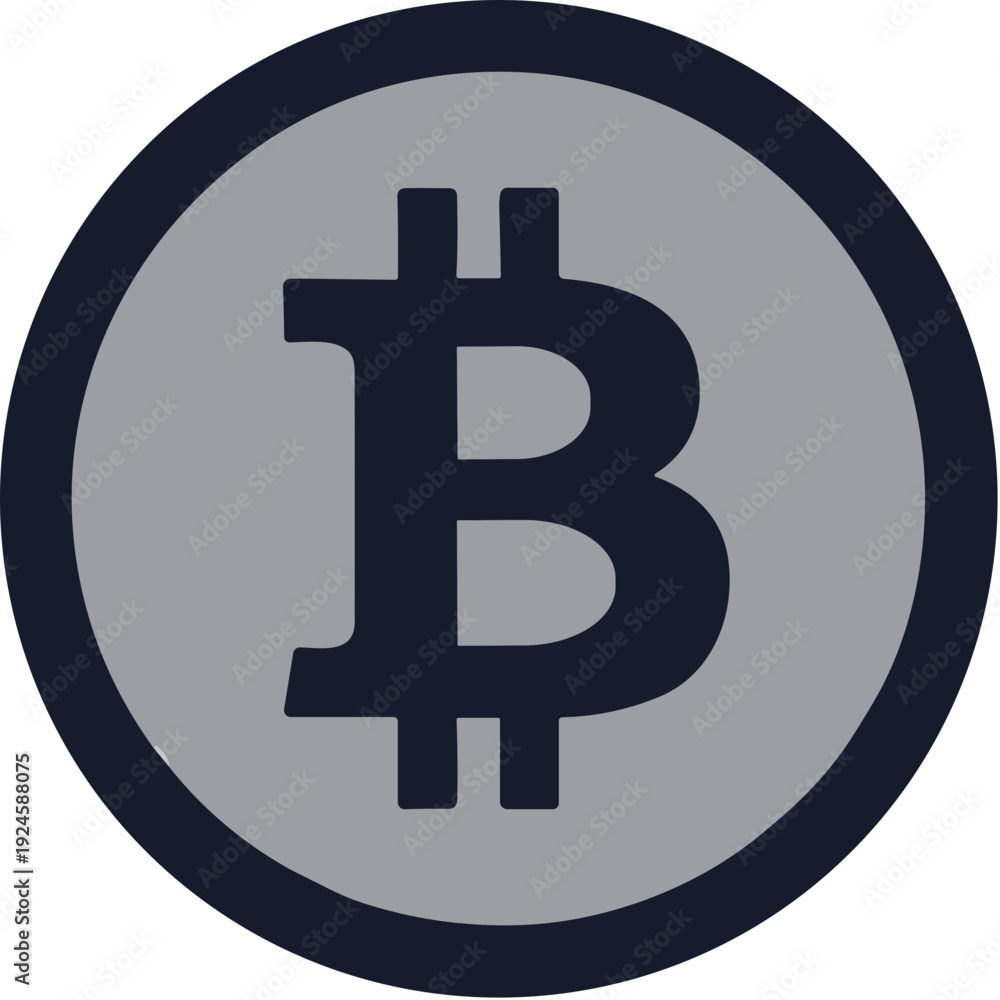 Obraz premium Simple Flat Design Bitcoin Currency Digital Decentralized Finance Icon