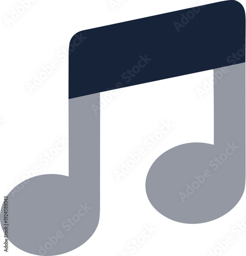 Minimalist Two Tone Music Note Symbol Creative Graphic Element