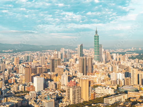 Wallpaper Mural Taipei Finacial District, capital city of Taiwan, with view of Taipei 101 Tower standing amid skyscrapers Torontodigital.ca