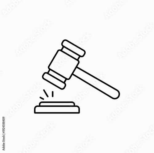 Judge Gavel Line Art Icon Vector Illustration