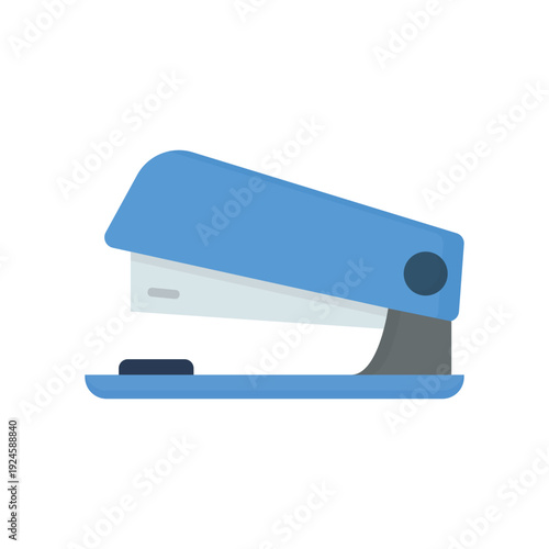 Isolated vector illustration of a black metal office stapler and steel staples equipment for business paper work sign