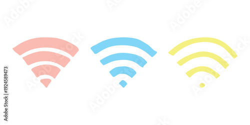 Set of hand drawn free wifi spot zone sign Public wi-fi area sign Wireless internet clipart in doodle style Single element for print, web, design, decor 3G, 4G, 5G, 6G, IoT