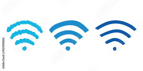 Set of hand drawn free wifi spot zone sign Public wi-fi area sign Wireless internet clipart in doodle style Single element for print, web, design, decor 3G, 4G, 5G, 6G, IoT