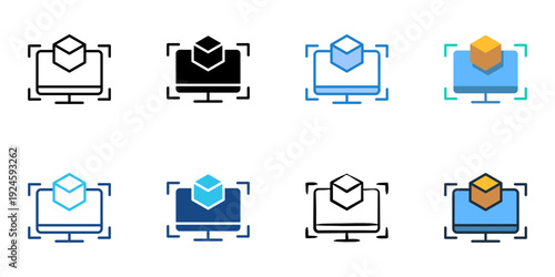 Augmented reality icons set multiple style collection. Editable stroke 
