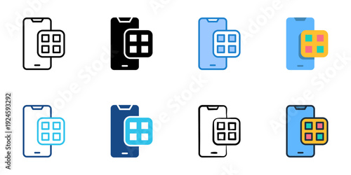 App icons set multiple style collection. Editable stroke 

